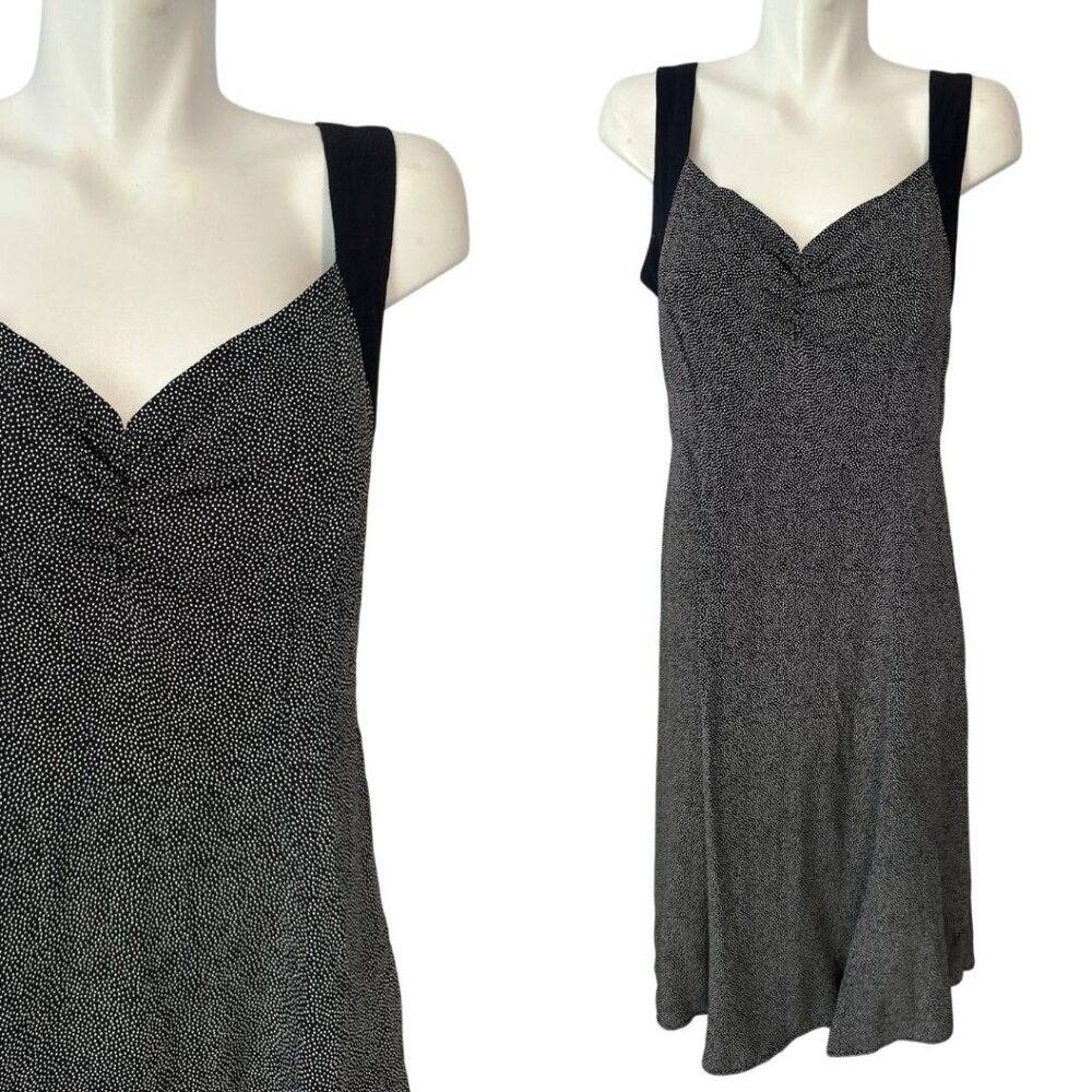 Vtg 90s Loco Lindo Black Polka Dot Dress V-neck Womens Size Medium Rayon Summer